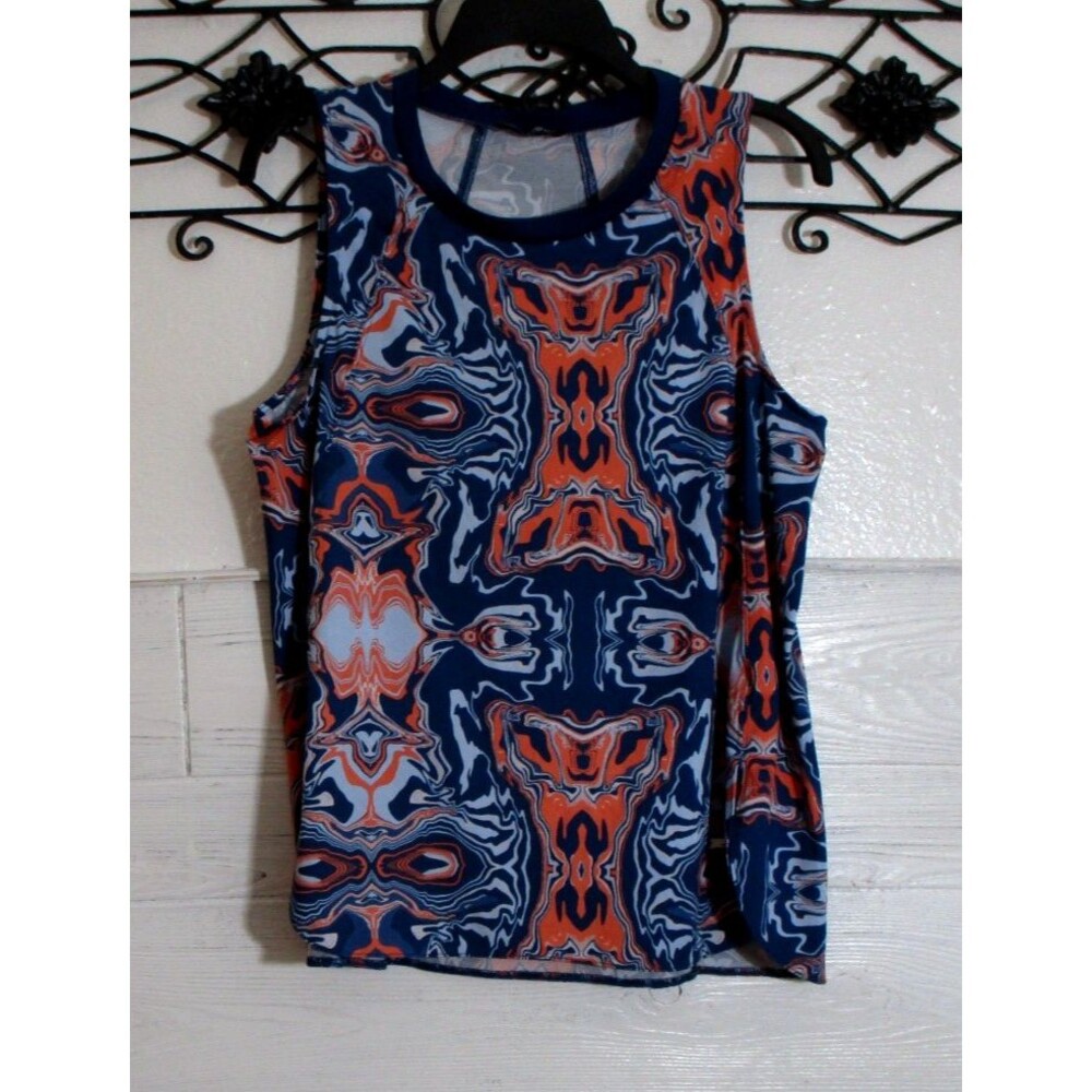 Crane Top Women's Size M Multicolored Geometric Sleeveless Round Neck